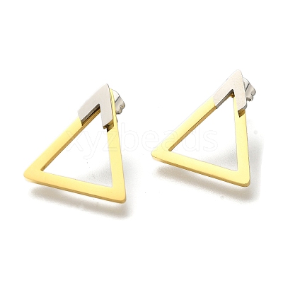 Ion Plating(IP) 304 Stainless Steel Hollow Triangle Stud Earrings EJEW-C118-05B-1