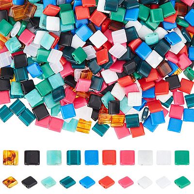 800Pcs 10 Colors Opaque Acrylic Slide Charms OACR-SC0001-36B-1