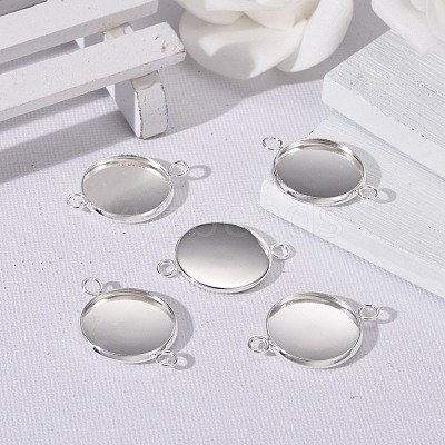 201 Stainless Steel Cabochon Connector Settings X-STAS-F191-15S-F-1