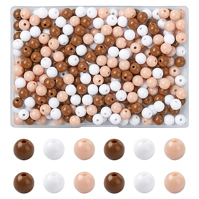 300Pcs 3 Colors Opaque Acrylic Beads MACR-YW0003-13B-1