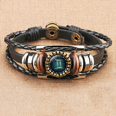 12 Constellations PU Leather Multi-strand Bracelets WGFD09F-03-1