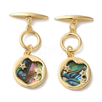 Brass Toggle Clasps with Paua Shell KK-N254-72G-1