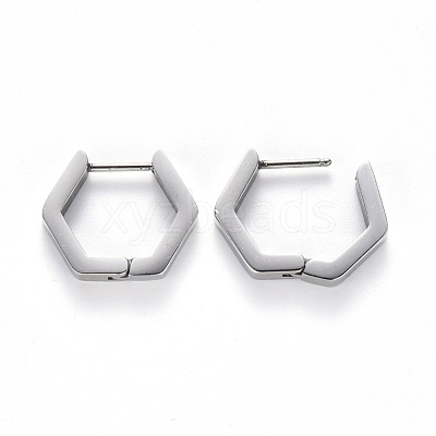 Tarnish Resistant 304 Stainless Steel Huggie Hoop Earrings STAS-S103-24P-1