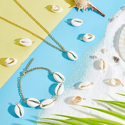 60Pcs Natural Cowrie Shell Pendants FIND-FH0004-87-1