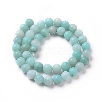 Smooth Round Natural Amazonite Bead Strands G-I183-02-8mm-1