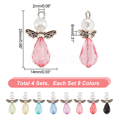 4 Sets Angle Shape Acrylic Pendants FIND-PH0009-11-WH-1