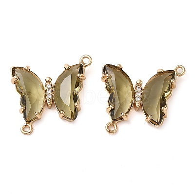 Brass Pave Faceted Glass Connector Charms FIND-Z020-04S-1