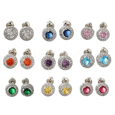 Rack Plating Brass Micro Pave Cubic Zirconia Earrings EJEW-I304-19P-1
