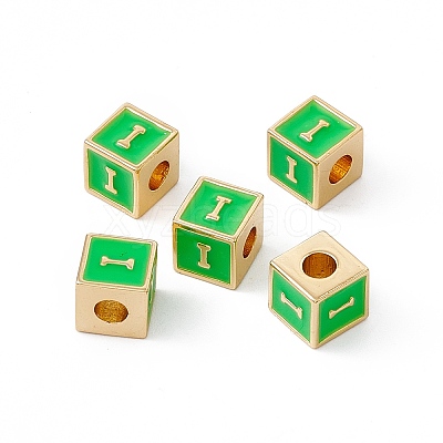 Rack Plating Brass Enamel Beads KK-B060-04G-02I-1