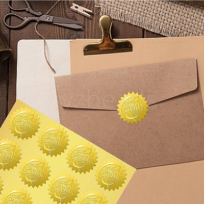 34 Sheets Self Adhesive Gold Foil Embossed Stickers DIY-WH0509-046-1