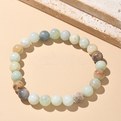 Natural Amazonite Bead Stretch Bracelets BJEW-K212-B-007-1