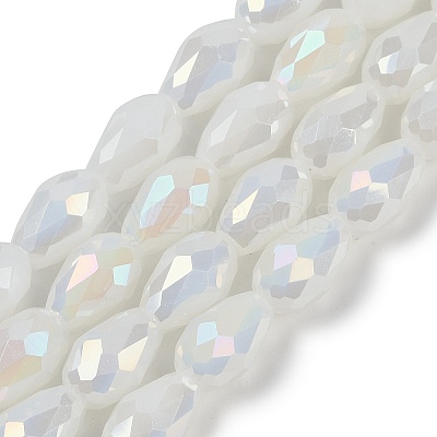 Opaque Solid Color Electroplate Glass Beads Strands EGLA-N013-J8mm-B03-1