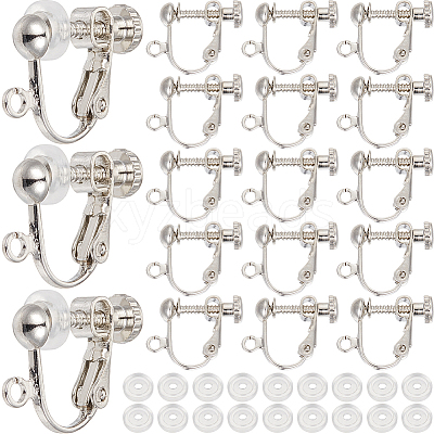 36Pcs Brass Screw On Clip-on Earring Findings KK-SP0001-18P-1
