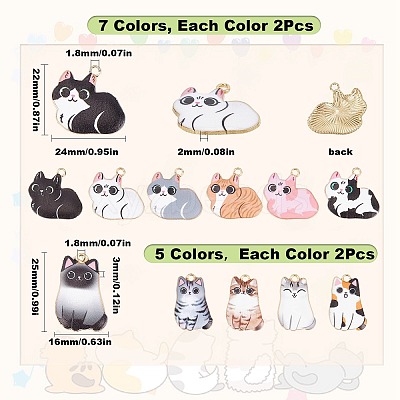 24Pcs 12 Style Alloy Enamel Pendants ENAM-SC0003-53-1