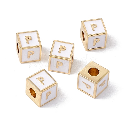 Rack Plating Brass Enamel Beads KK-B060-04G-04P-1