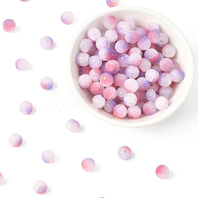200G Frosted Baking Paint Crackle Glass Beads with Glitter Powder DGLA-YW0001-56D-1