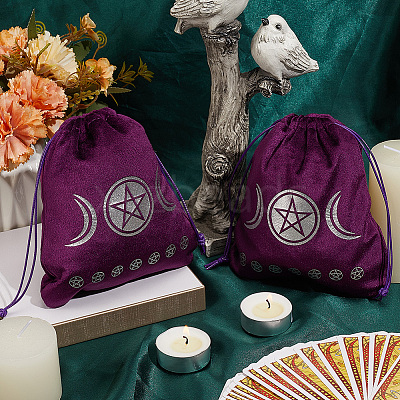 2Pcs Velvet Tarot Cards Storage Drawstring Bags ABAG-CN0001-67-1