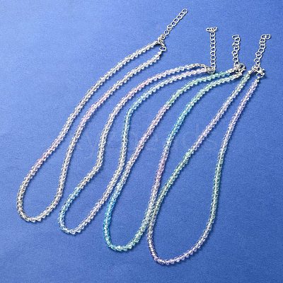 Bling Glass Round Beaded Necklace for Women NJEW-PH01490-01-1