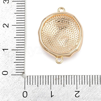 Brass Enamel & Natural Pearl Flat Round with Flower Connector Charms KK-K351-50G-02-1