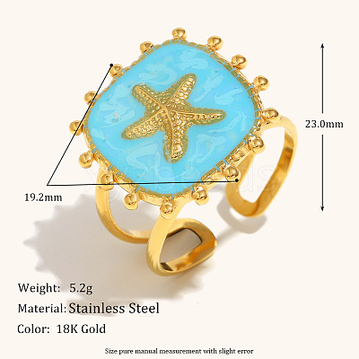 304 Stainless Steel and Enamel Cuff Rings FS-WGFF68F-06-1