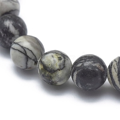Natural Netstone Bead Stretch Bracelets BJEW-K212-A-021-1