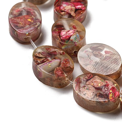 Dyed Natural Imperial Jasper with Resin Beads Strands G-G083-A03-01-1