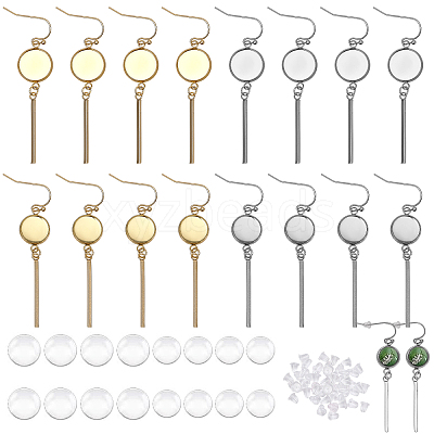 8 Pairs 4 Styles Blank Dome Glass Dangle Earrings EJEW-AB00008-1