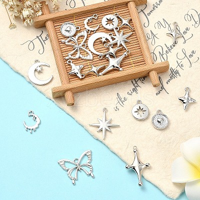 20Pcs 9 Styles Rack Plating Alloy Pendantss FIND-YW0005-18-1