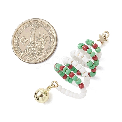 Glass Seed Beaded Christmas Tree Big Pendants PALLOY-TA00330-03-1