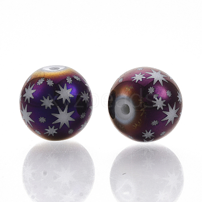 Christmas Electroplate Glass Beads LS-X-EGLA-R113-07G-1