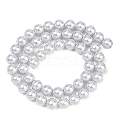 Frosted Glass Pearl Beads Strands GLAA-A044-08A-08-1