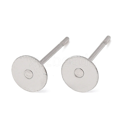 Tarnish Resistant 304 Stainless Steel Flat Round Blank Peg Stud Earring Findings STAS-S028-24-1