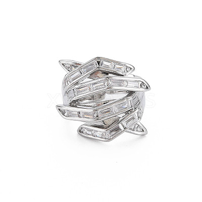 Hug Hand Fingers Cubic Zirconia Cuff Ring X1-RJEW-T016-35P-02-1