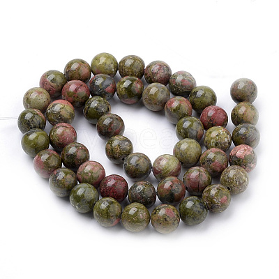Natural Unakite Beads Strands X-G-S259-14-8mm-1