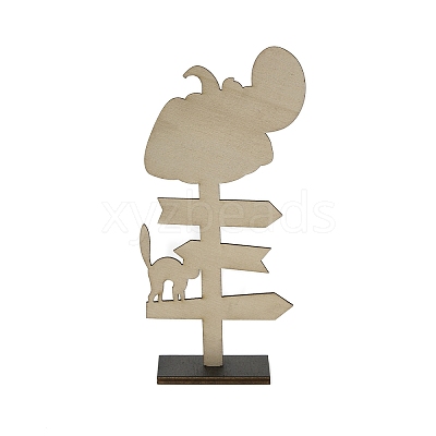Halloween Wood Sign Pumpkin Ornament DJEW-M016-01B-1