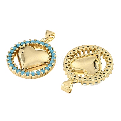 Brass Micro Pave Sky Blue Cubic Zirconia Pendants CU-CBA6938-07G-06-1