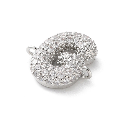 Brass Micro Pave Cubic Zirconia Letter Links KK-I717-04G-P-1
