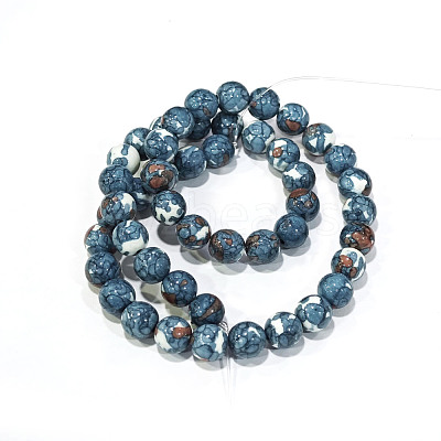 Synthetic Ocean White Jade Round Bead Strands X-G-M165-8mm-15-1