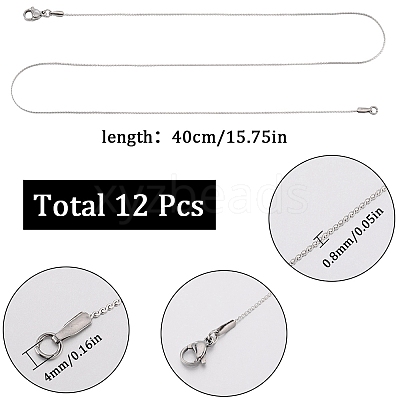 12Pcs 304 Stainless Steel Serpentine Chain Necklaces Set for Men Women NJEW-SC0001-26-1