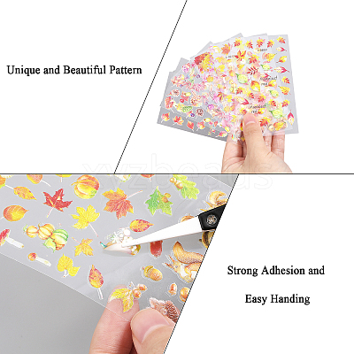 6 Sheets 6 Style Maple Leaf Nail Art Stickers Decals MRMJ-OC0003-57A-1
