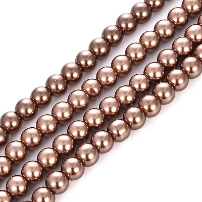Baking Paint Pearlized Glass Pearl Round Bead Strands X-HY-Q330-8mm-30-1