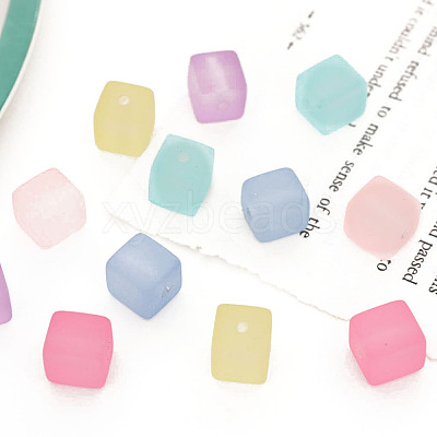 Rubberized Style Transparent Acrylic Beads OACR-K008-04-1
