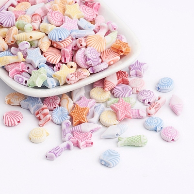 Craft Style Colorful Acrylic Beads X-MACR-Q153-M023-1