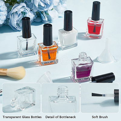 Transparent Glass & Plastic Nail Polish Empty Bottle AJEW-XCP0003-42-1