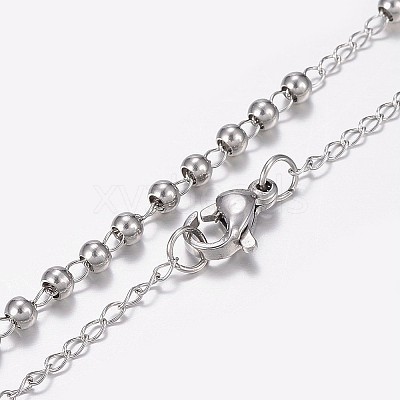 Non-Tarnish 304 Stainless Steel Rosary Bead Necklaces X-NJEW-I205-14P-1