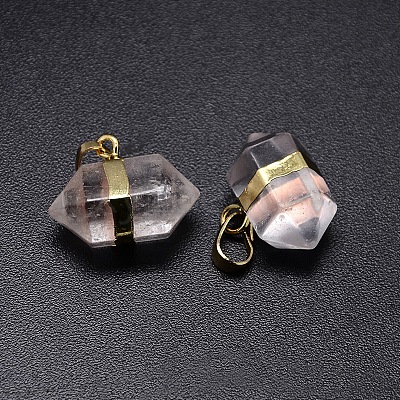 Natural Quartz Crystal Double Terminated Pointed Pendants G-P049-05G-1