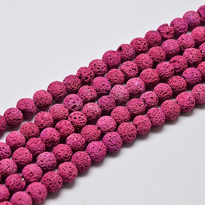 Natural Lava Rock Round Bead Strands G-I124-6mm-05-1