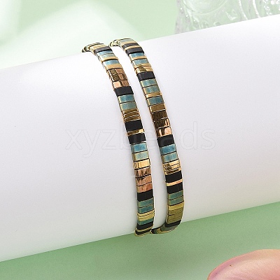 Vintage Ethnic Style Adjustable Glass Tila Beaded Handmade Slider Bracelets for Women ZN9527-1-1