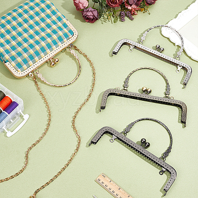 4Pcs 4 Colors Iron Flower Purse Handle Frame PURS-PH0001-44-1