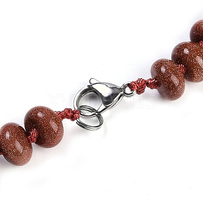 Synthetic Goldstone Rondelle Graduated Beaded Necklaces for Women Men NJEW-K388-02H-1